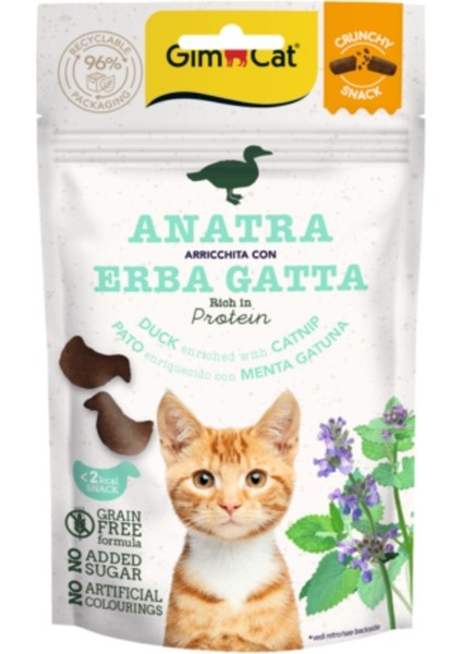 Crunchy Snacks Ördekli ve Kedi Naneli Tahılsız Kedi Ödülü (50 Gr)