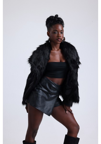 Geniş Yaka Kalın Kürk Mont Kaban fırsatları