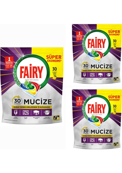 Mucize Bulaşık Makinesi Deterjanı Kapsülü/tableti 3*30'lu 90 Yıkama