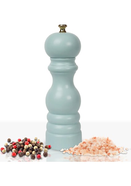 Turkuaz Ahşap Tuz ve Karabiber El Değirmeni Öğütücü Grinder 18 Cm
