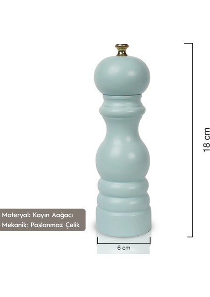 Turkuaz Ahşap Tuz ve Karabiber El Değirmeni Öğütücü Grinder 18 Cm fiyatları