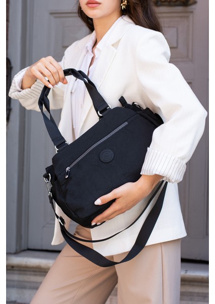 Çok Cepli Kadın Omuz Çantası Orta Boy Günlük HV4016 Siyah indirimleri