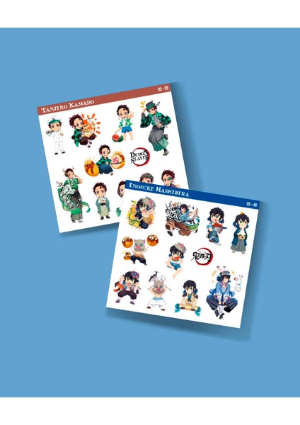 Inosuke Hashibira-Demon Slayer-Tanjiro Kamado-2li Çıkartma-Etiket Parlak Kağıt-Süsleme-Hediye