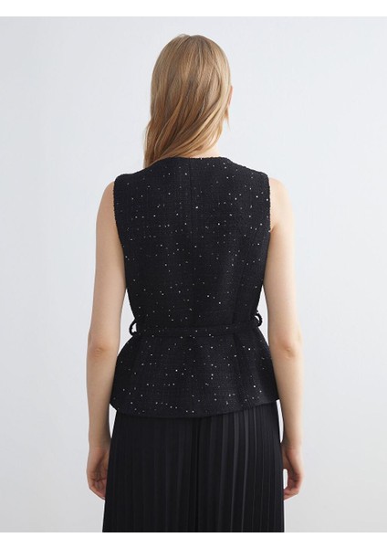 Bisiklet Yaka Taşlı Kadın Yelek (W5) fırsatları