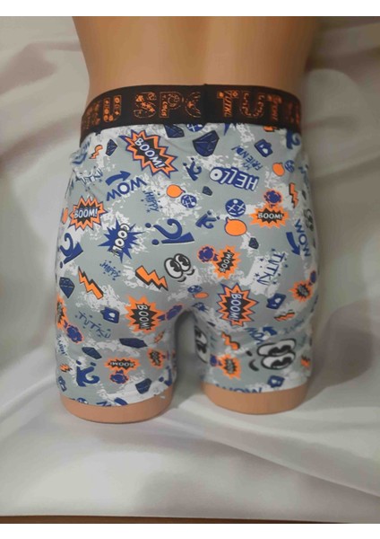 Gri Üzerine Renkli Desenli %94 Pamuk %6 Elastan Rahat Kullanışlı Tutku Erkek Boxer modelleri