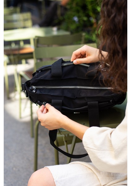 Çok Cepli Kadın Omuz Çantası Büyük Boy Günlük HV7003 Siyah fırsatları