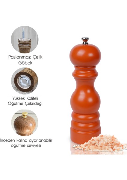 Kiremit Ahşap Tuz ve Karabiber El Değirmeni Öğütücü Grinder 18 Cm modelleri