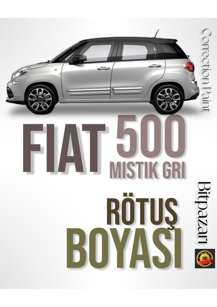 Fiat 500 Metalik Mistik Gri - 612 - Profesyonel Rötüş Boyası - Taş Izi ve Çizik Giderici