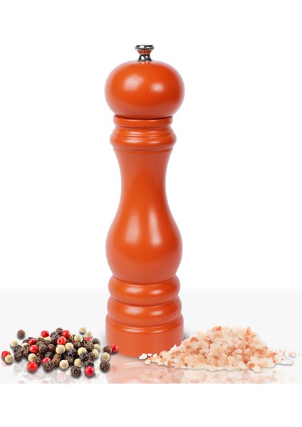 Glıos Kiremit Ahşap Tuz ve Karabiber El Değirmeni Öğütücü Grinder 22 cm