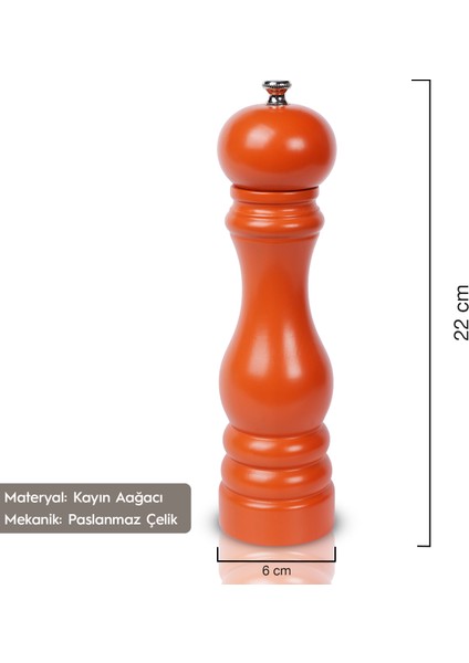 Glıos Kiremit Ahşap Tuz ve Karabiber El Değirmeni Öğütücü Grinder 22 cm fiyatları