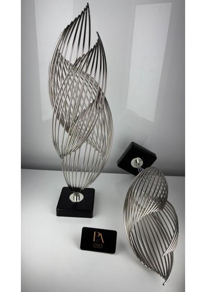 Gümüş Helezyon 2'li Takım Metal Biblo Obje Ev Aksesuar Masa Konsol Ortasehpa Dresuar Salon Ofis Dekor indirimleri