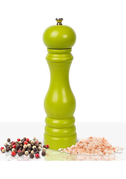 Glıos Fıstık Yeşili Ahşap Tuz ve Karabiber El Değirmeni Öğütücü Grinder 22 cm