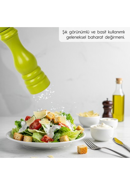 Glıos Fıstık Yeşili Ahşap Tuz ve Karabiber El Değirmeni Öğütücü Grinder 22 cm fırsatları