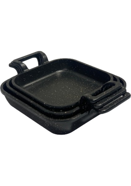 Granit Kaplama Kare Sahan Seti 3'lü (18-20-22 Cm) Siyah, Şık ve Dayanıklı Tasarım modelleri