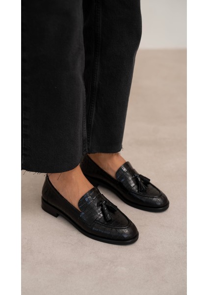 Pippa Siyah Kroko Hakiki Deri Kadın MAKOSEN modelleri