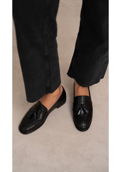 Pippa Siyah Kroko Hakiki Deri Kadın MAKOSEN fırsatları