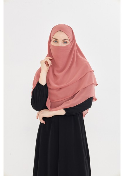 Kadın Şifon Kat Kat Tesettür Şal – Bağlamalı Niqablı Model fiyatları