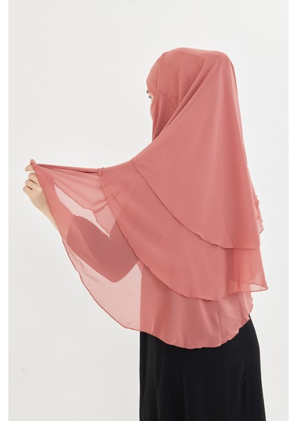 Kadın Şifon Kat Kat Tesettür Şal – Bağlamalı Niqablı Model