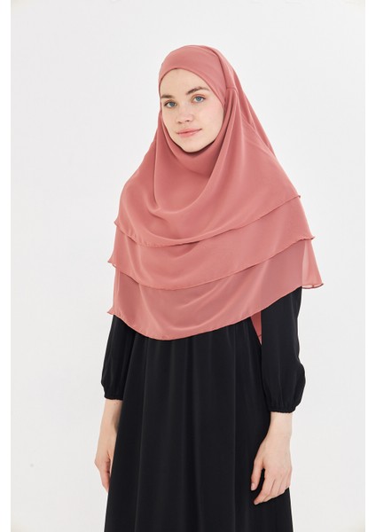 Kadın Şifon Kat Kat Tesettür Şal – Bağlamalı Niqablı Model