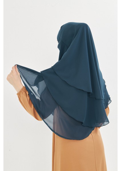 Kadın Şifon Kat Kat Tesettür Şal – Bağlamalı Niqablı Model