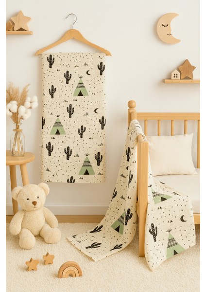 Pamuk Çadırlı Müslin'den Çok Amaçlı Örtü (80X100 Ölçülerinde)