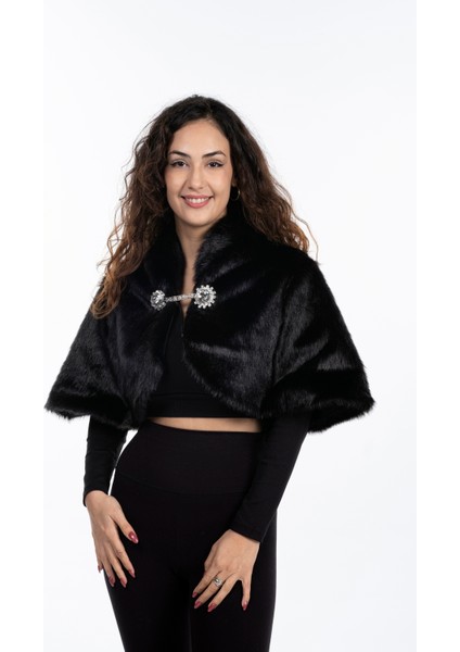 Gizli Kollu Kürk Abiye Gelinlik Üstü Broşlu Etol Bolero modelleri