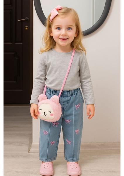 Kurdeleli Açık Mavi Kız Kot Pantolon