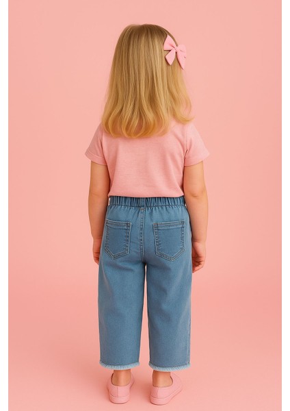 Kurdeleli Açık Mavi Kız Kot Pantolon modelleri