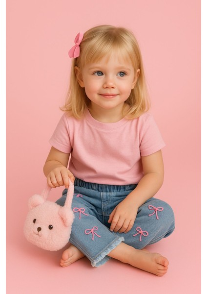 Kurdeleli Açık Mavi Kız Kot Pantolon fırsatları