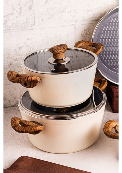 7 Parça Renkli Granit Tencere Seti, Krem, Yapışmaz, Dayanıklı, Şık fiyatları