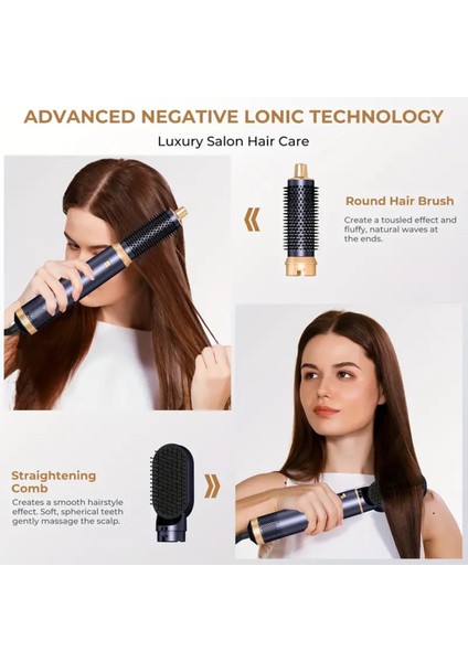 5i 1 Arada Profesyonel Çok Fonksiyonlu Elektrikli Saç Fönü, Termal Saç Düzleştirici ve Kıvırma