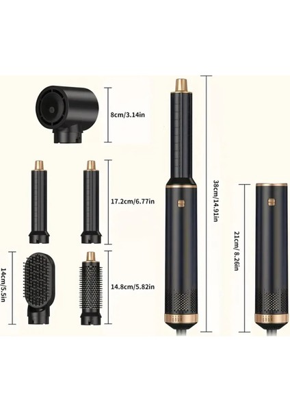 5i 1 Arada Profesyonel Çok Fonksiyonlu Elektrikli Saç Fönü, Termal Saç Düzleştirici ve Kıvırma