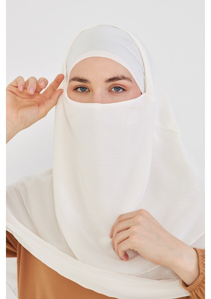 Kadın Şifon Kat Kat Tesettür Şal – Bağlamalı Niqablı Model