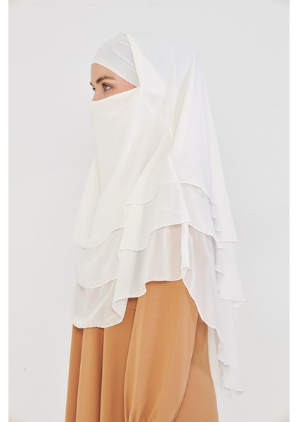 Kadın Şifon Kat Kat Tesettür Şal – Bağlamalı Niqablı Model