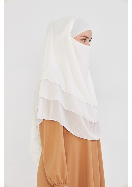 Kadın Şifon Kat Kat Tesettür Şal – Bağlamalı Niqablı Model