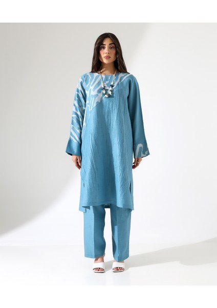 Büyük Beden Viskon Uzun Tunik Takım