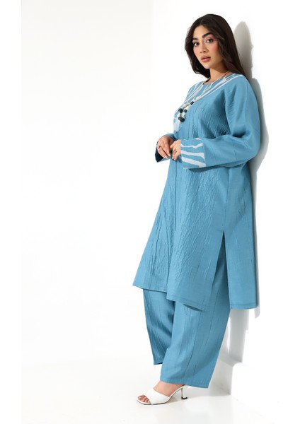 Büyük Beden Viskon Uzun Tunik Takım