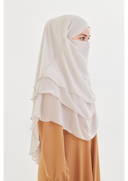 Kadın Şifon Kat Kat Tesettür Şal – Bağlamalı Niqablı Model