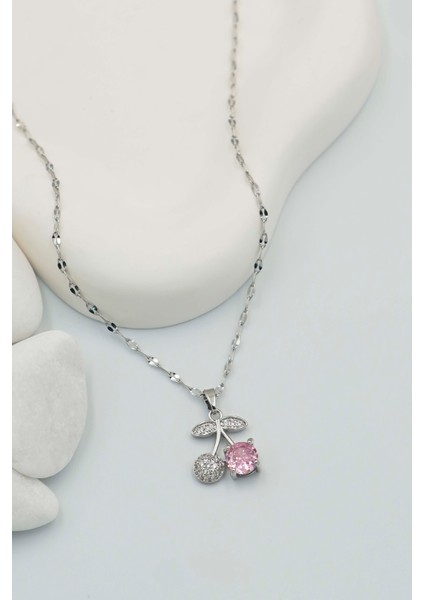 Kadın Paslanmaz Çelik Gümüş Zincir Kiraz Kolye fiyatları