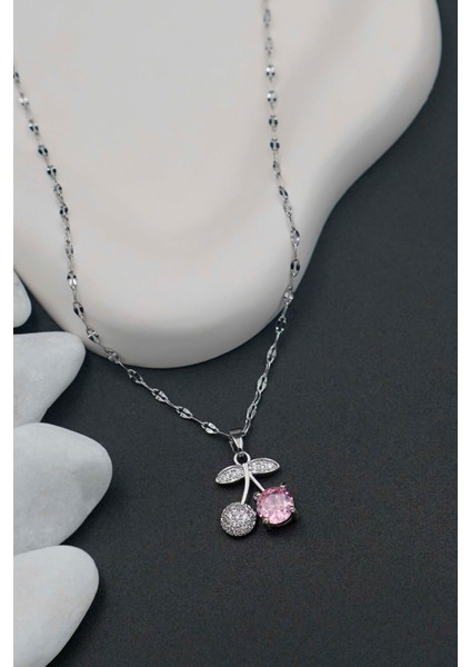 Kadın Paslanmaz Çelik Gümüş Zincir Kiraz Kolye modelleri