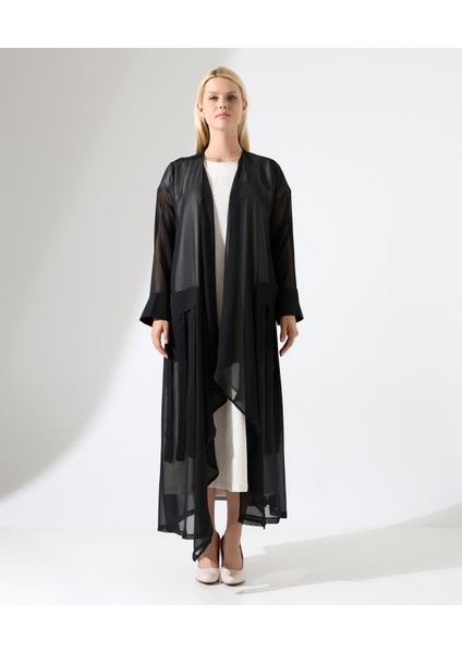 Cep Detaylı Dökümlü Uzun Hırka