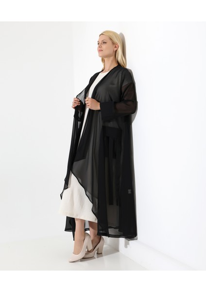 Cep Detaylı Dökümlü Uzun Hırka