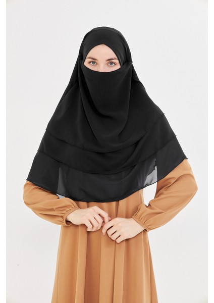 Kadın Şifon Kat Kat Tesettür Şal – Bağlamalı Niqablı Model fiyatları
