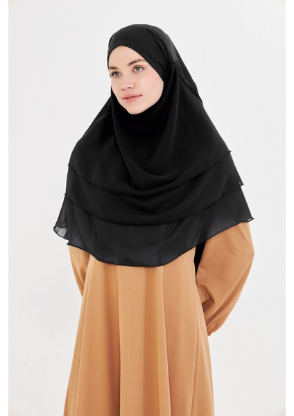 Kadın Şifon Kat Kat Tesettür Şal – Bağlamalı Niqablı Model modelleri