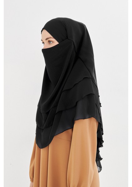 Kadın Şifon Kat Kat Tesettür Şal – Bağlamalı Niqablı Model fırsatları