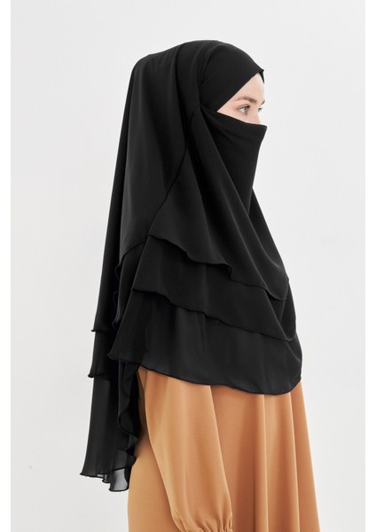 Kadın Şifon Kat Kat Tesettür Şal – Bağlamalı Niqablı Model indirimleri