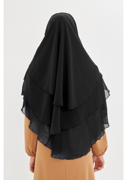 Kadın Şifon Kat Kat Tesettür Şal – Bağlamalı Niqablı Model