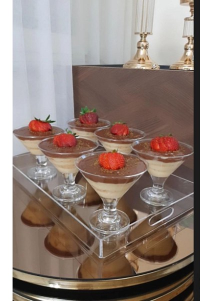 Şeffaf Pleksi Sunum Tepsisi Seti, 35X25 ve 14X22 Cm, 2 Adet