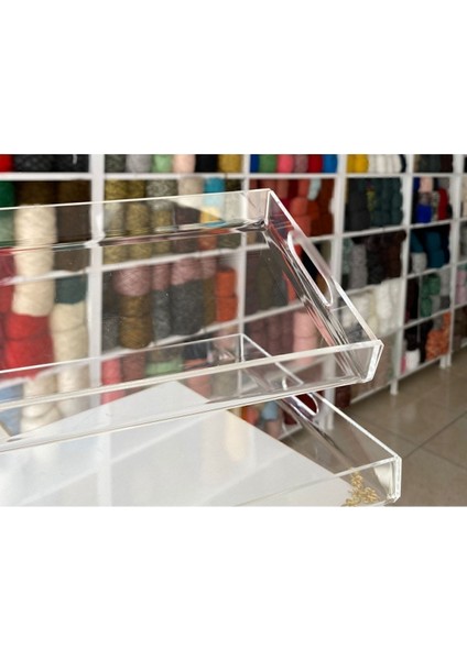 Şeffaf Pleksi Sunum Tepsisi Seti, 35X25 ve 14X22 Cm, 2 Adet fırsatları