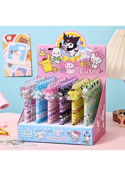 8 Parça Sanrio Jel Kalem Seti - Hello Kitty, Kuromi, My Melody & Daha Fazlası - Ofis ve Okul Malzemeleri Için Geri Çekilebilir Orta Noktalı Akrilik Kalemler